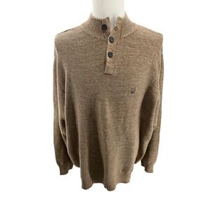 Chaps‎ Mens Big Tall Brown Mock Neck Knit Elbow Patches Sweater 2XB NEW